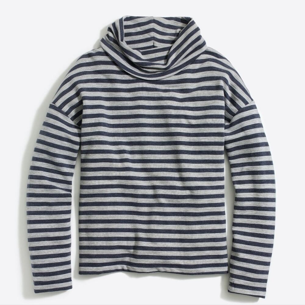 J. CREW Factory Heather Blue and Gray Tunnelneck Pullover Sweatshirt XS